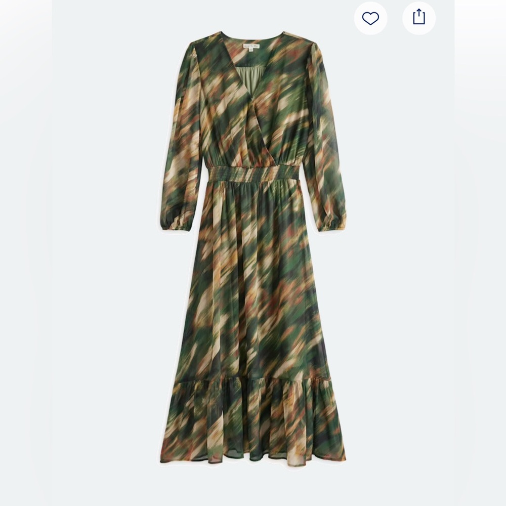 Nine Britton Green and Brown Sheer Overlay Dress